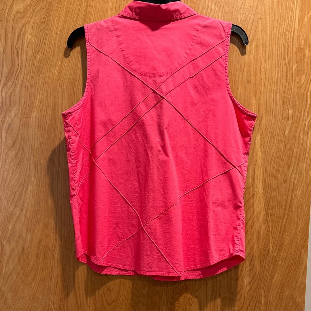 Christopher & Banks Hot Pink Sleeveless Button-Down Top - Picture 2 of 2